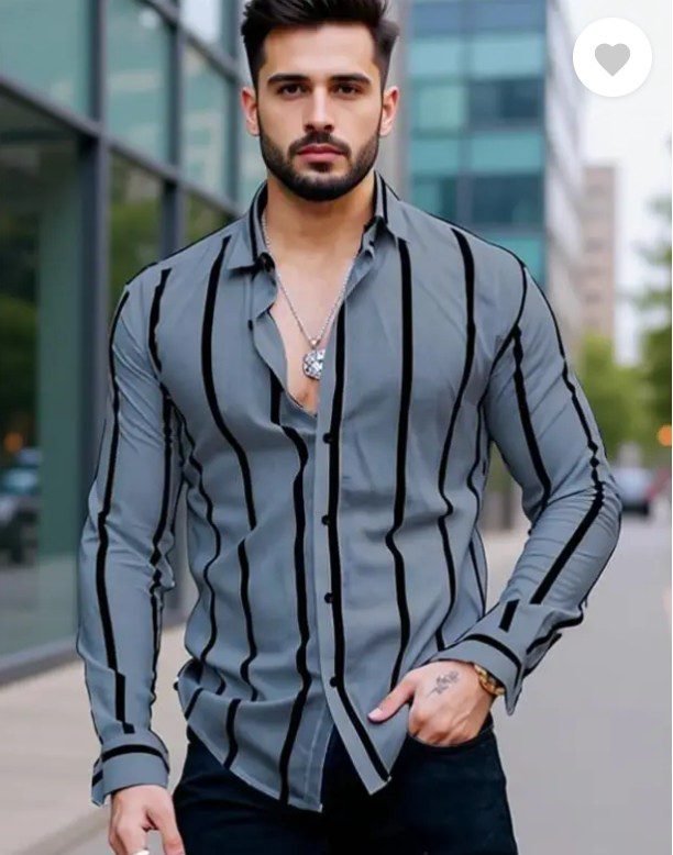Men Strip Shirts Long Sleeves