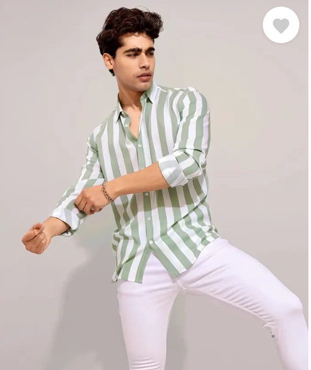 Men Strip Shirts Long Sleeves