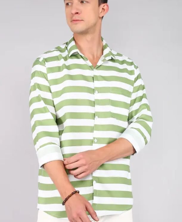 Men Strip Shirts Long Sleeves