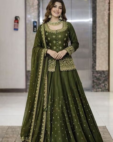 Floral Print Stitched Lehenga Choli