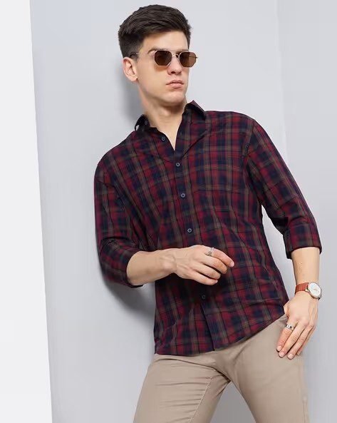 Men's Brown Checks Shirt